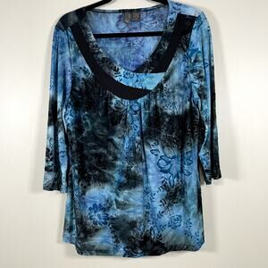 SERE NADE NY Womens XL Whimsygoth Burned Velvet Contrast  V Neck 3/4 Sleeve